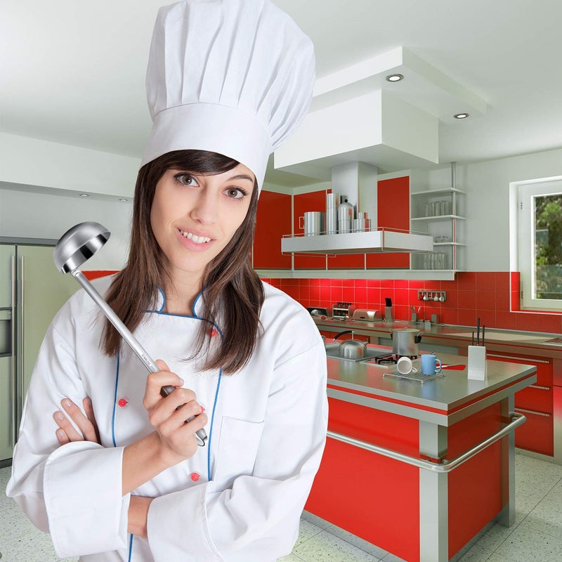 meekoo 3 Pieces Stainless Steel Ladle Soup Handle Ladle with Pouring Rim for Kitchen Cooking Soup Sauce(5 oz) - Image 5